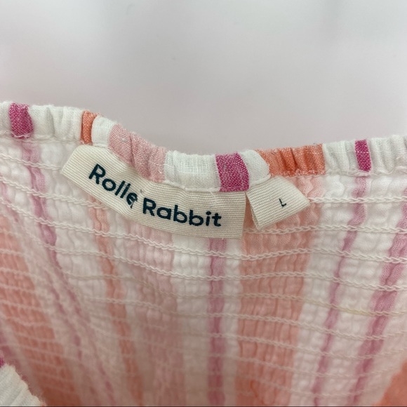 Roller Rabbit East Hampton Kirsten Midi Dress Striped Coral Pink Large - Picture 5 of 10